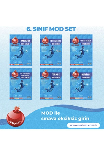 Nartest Yayınları NARTEST YAYINLARI 6. SINIF MOD TÜM DERSLER SORU BANKASI SETİ 6 KİTAP (yeni güncellenmiş baskı) ürün görseli 1