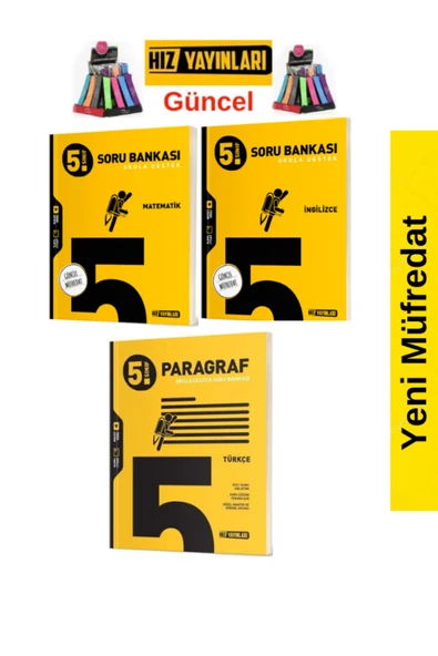 Hız ve Renk Yayınları Hız 5.Sınıf Yeni Müfredat Paragraf-Matematik-İngilizce-- Soru Bankası Seti+Kalemlik ürün görseli 1