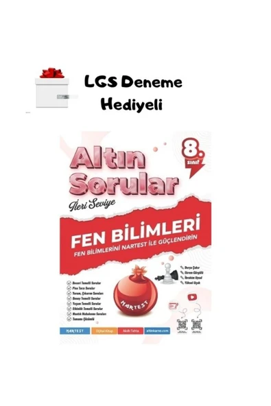 Nartest Yayınları Nartest 8. Sınıf Fen Bilimleri Altın Sorular +1 LGS Deneme Hediye ürün görseli 1