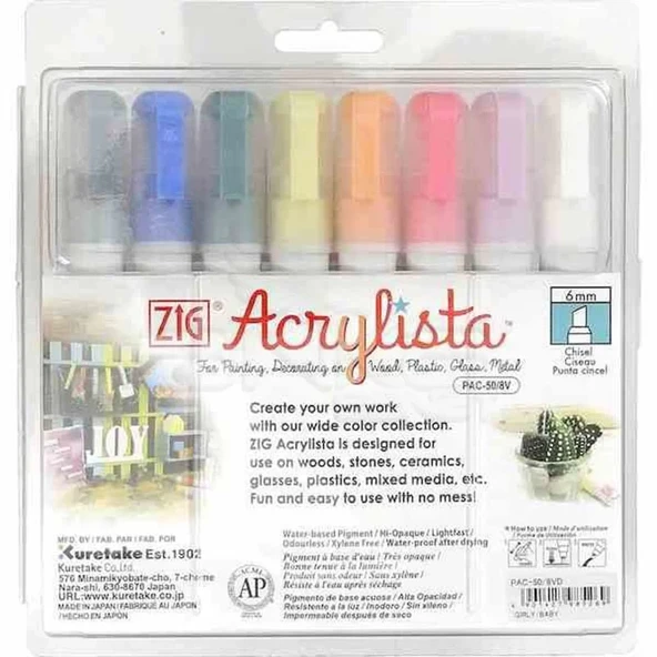 Zig Acrylista PAC-50 6mm Akrilik Marker 8li Girl/Baby ürün görseli 1