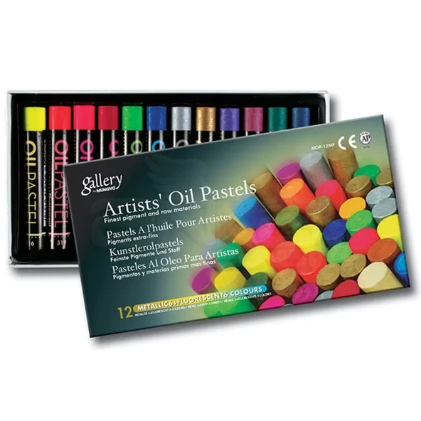 Mungyo Gallery Artists Oil Pastel 12li Set Metalik + Fosforlu Renkler ürün görseli 1