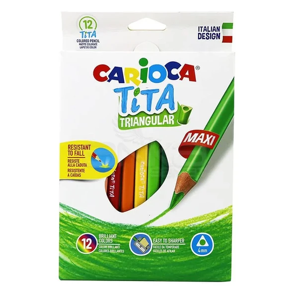 Carioca Tita Maxi Üçgen Kuru Boya Kalemi 4mm 12li 42791 ürün görseli 1