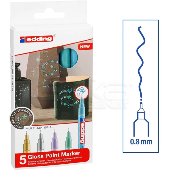 Edding 780 Gloss Paint Marker Metalik  0.8mm 5li Set ürün görseli 1