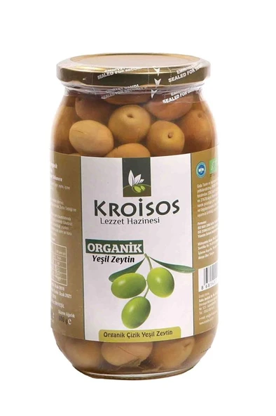 Kroisos Organik Yeşil Çizik Zeytin 600 Gr ürün görseli 1