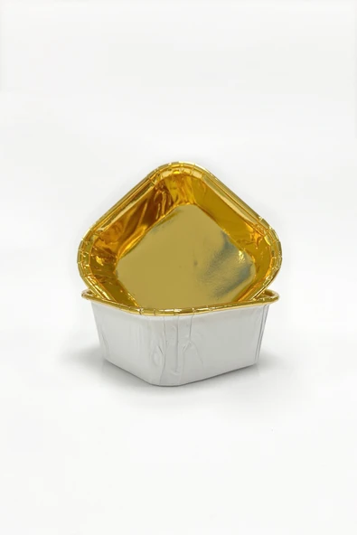 Muffin Kek Kapsül Kare Beyaz-Altın 25 Adet ürün görseli 1