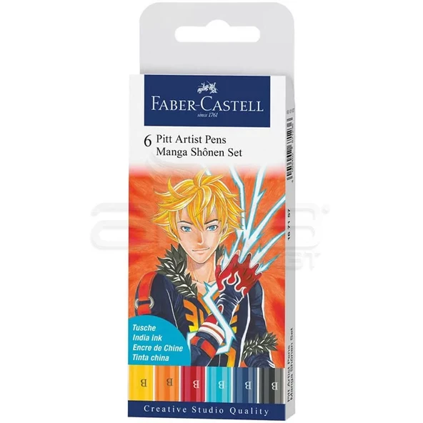 Faber Castell 6 Pitt Artist Pen Manga Shonen Set 167157 ürün görseli 1
