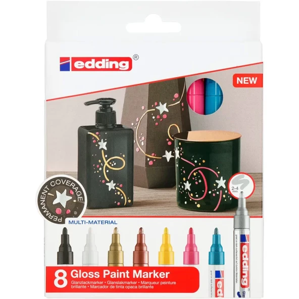 Edding 750 Gloss Paint Marker 8li Set Metalik Renkler ürün görseli 1