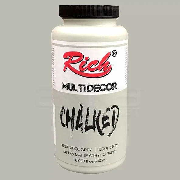Rich Multi Decor Chalked Akrilik Boya 500ml 4598 Cool Grey - Resim 2
