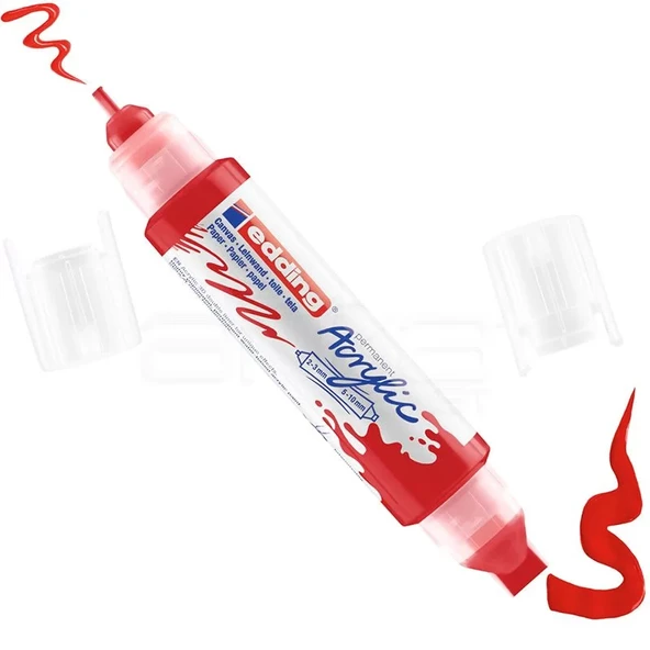 Edding 5400 Akrilik Marker Kalem Çift Uçlu 3D Double Liner 902 Trafik Kırmızı ürün görseli 1