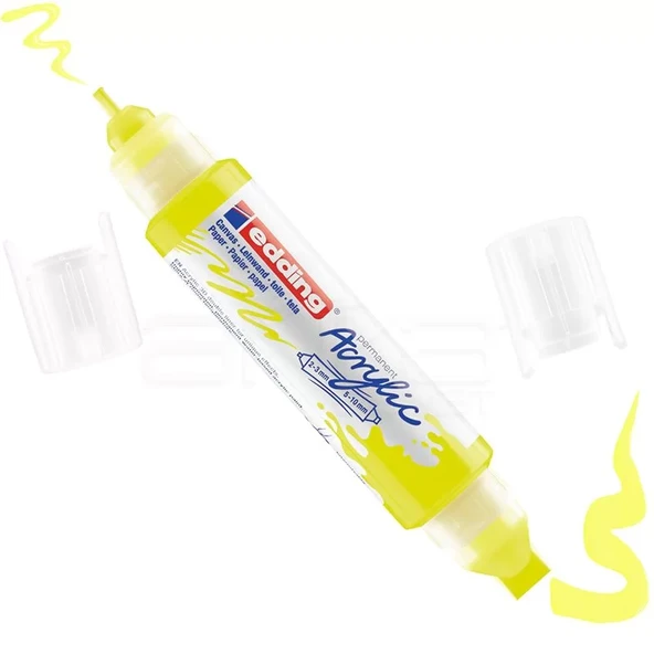 Edding 5400 Akrilik Marker Kalem Çift Uçlu 3D Double Liner 065 Fosforlu Sarı ürün görseli 1