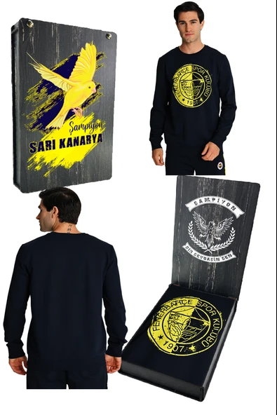 Fenerbahçe Tribün UV Baskılı  Tek Renk Logolu Erkek Sweatshirt ürün görseli 1
