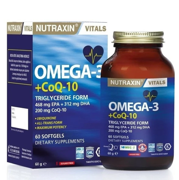 Nutraxin Omega 3+CoQ-10 60 Soft Gel ürün görseli 1