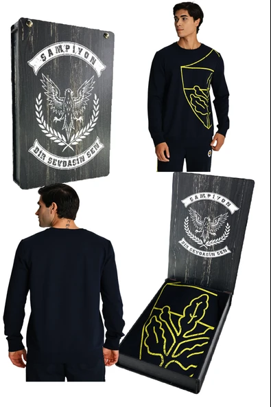 Fenerbahçe Tribün Lazer Baskılı Tek Renk Logolu Erkek Sweatshirt ürün görseli 1