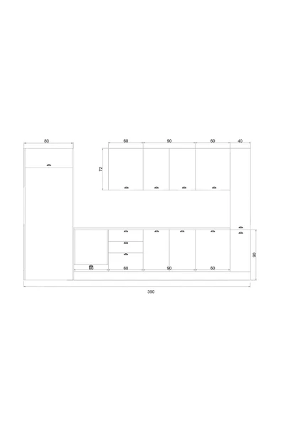 390 cm %100 MDF Greena White Mutfak Dolabı - Resim 3