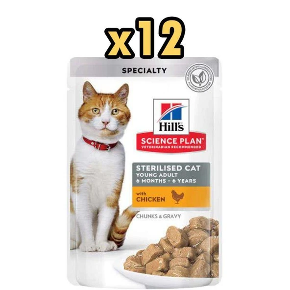 Hills Tender Chunks In Gravy Tavuklu Kısırlaştırılmış Kedi Yaş Maması 85 Gr X 12 Adet ürün görseli 1