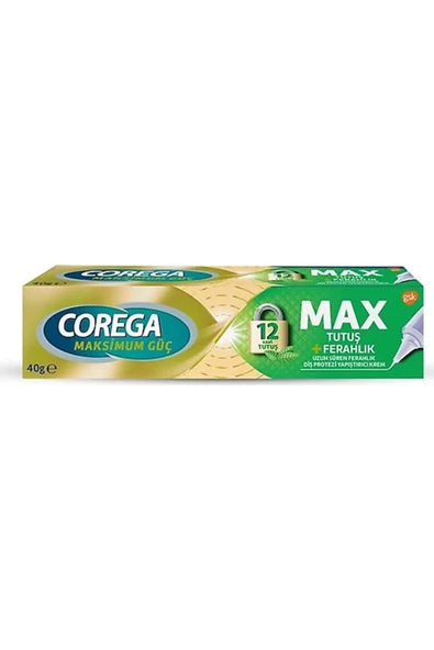 Corega Max Tutuş + Ferahlık Diş Protez Yapıştırıcı Krem 40 G ürün görseli 1