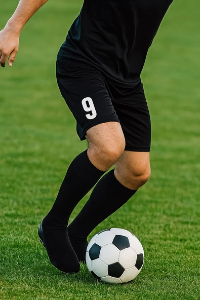 Erkek Siyah Futbol Şortu ve Çorabı Seti - Numara Baskılı Spor Kombin (9 Numara) ürün görseli 1