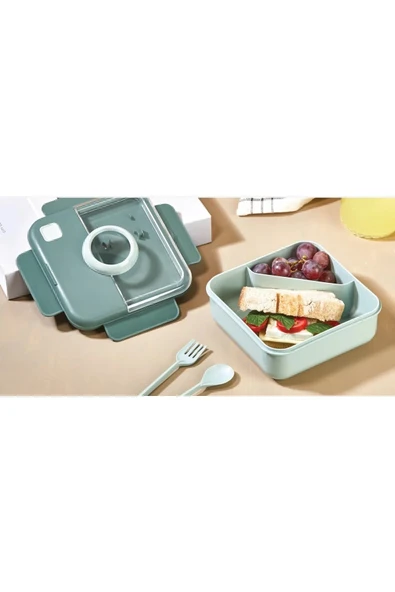 Qlux Diyet Ofis Okul Sporcu Fitness Lunch Box Sefer Tası Çatal Kaşıklı Beslenme Kabı Bpa İçermez ürün görseli 1