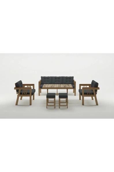 adımshops Elmas 3+1+1 + Masa + 2puf (ANTRASİT) Metal Gövde Balkon-bahçe-kafe,çay Seti,koltuk Takımı,oturma Gru ürün görseli 1