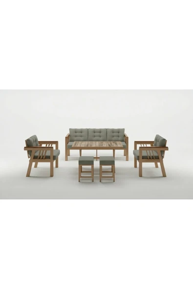 adımshops Elmas 3+1+1 + Masa + 2 Puf (GRİ) Metal Gövde Balkon-bahçe-kafe,çay Seti,koltuk Takımı,oturma Grubu,o ürün görseli 1
