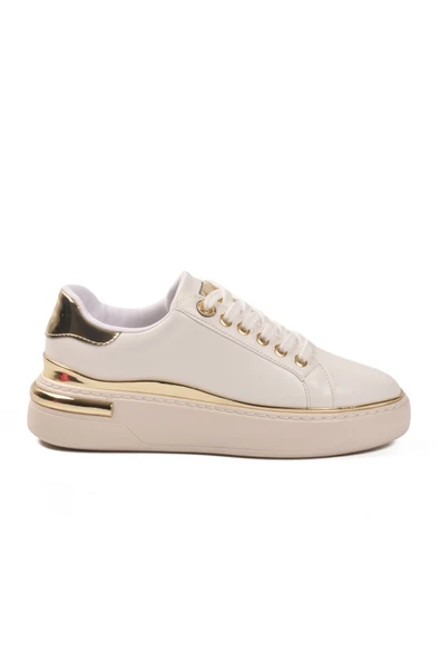 Beyaz Bağcıklı Kadın Sneaker - Resim 2