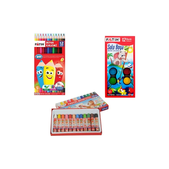 Kuru Boya Pastel Boya Sulu Boya 3'lü Boyama Seti ürün görseli 1