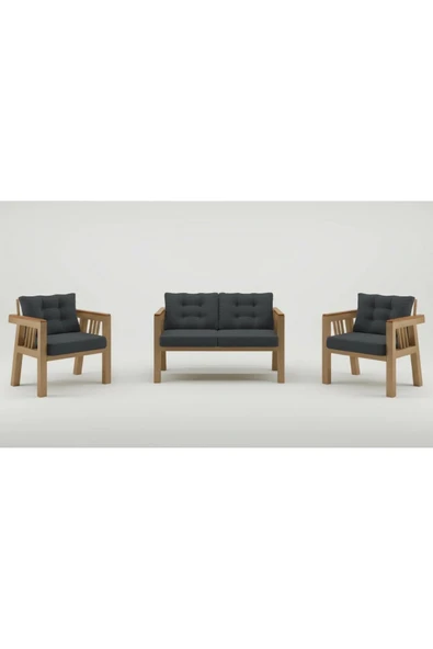 adımshops Elmas 2+1+1 (ANTRASİT) Metal Gövde Balkon-bahçe-kafe,çay Seti,koltuk Takımı,oturma Grubu,ofis Koltuğ ürün görseli 1