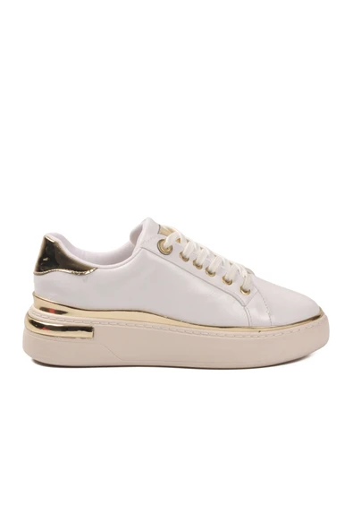 Beyaz Bağcıklı Kadın Sneaker - Resim 2