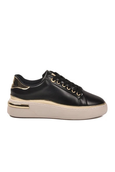 Siyah Bağcıklı Kadın Sneaker - Resim 2