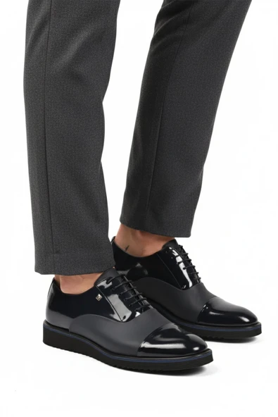 Lacivert Rugan Hakiki Deri Erkek Klasik Ayakkabı ürün görseli 1