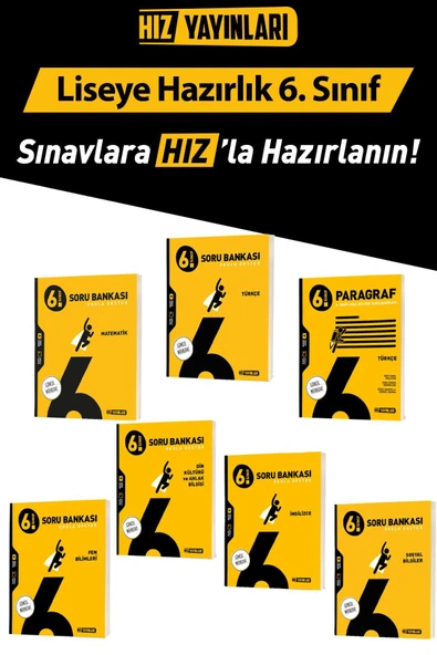 Hız Yayınları 6. Sınıf TÜM DERSLER Soru Bankası Seti Toplam 7 Kaynak 25-26 Sezon Güncel Baskı ürün görseli 1
