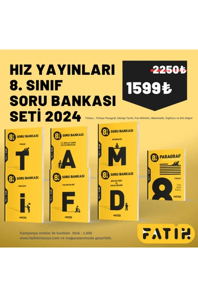Hız Yayınları Hız Yayınları 8.Sınıf Tüm Dersler Soru Bankası Seti 2024-2025 (Türkçe-Matematik-Fen-İnkilap-Din-İngi ürün görseli 1