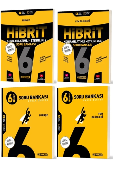 Hız Yayınları Hız 2026 6. Sınıf Türkçe + Fen Bilimleri Soru + Hibrit - Konu Seti 4 Kitap ürün görseli 1