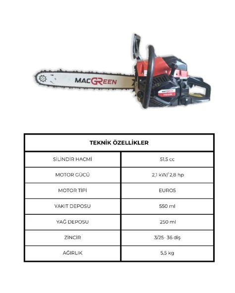 MACGREEN MOTORLU TESTERE 5215 - Resim 2