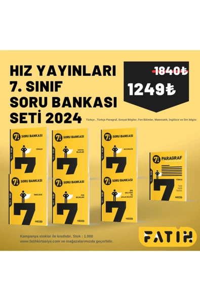 Hız Yayınları Hız Yayınları 7.Sınıf Tüm Dersler Soru Bankası Seti 2024-2025 (Türkçe-Matematik-Fen-Sosyal-Din-İngil ürün görseli 1
