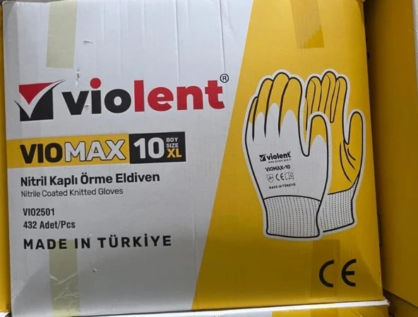 Vıomax Vıo2501 Nitril Kaplı No 10 Örme Eldiven 432 Çift 10 - XL - Resim 3