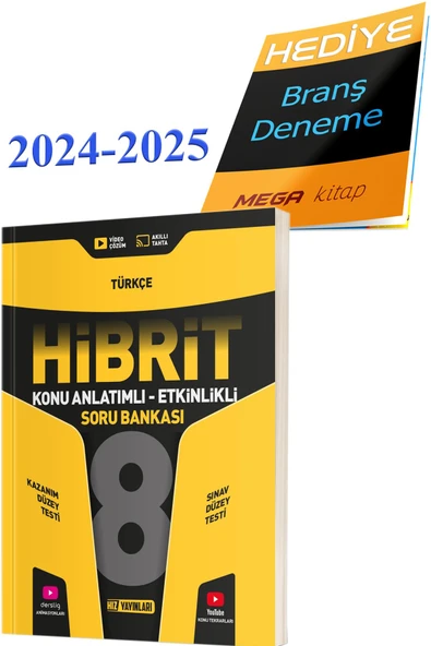 Hız Yayınları 8. Sınıf HIZ 2024-2025 LGS HİBRİT TÜRKÇE SORU BANKASI (Branş Deneme Hediyeli) ürün görseli 1