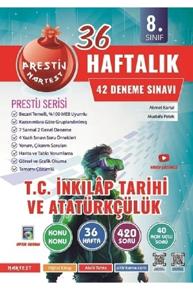 Nartest Yayınları 8. Sınıf Haftalık MATEMATİK Denemeleri( 1 ADET NOT DEFTERİ HEDİYE) ürün görseli 1