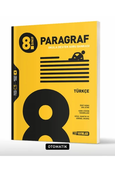 Hız Yayınları HIZ YAYINLARI 8.SINIF TÜRKÇE PARAGRAF SORU BANKASI ürün görseli 1