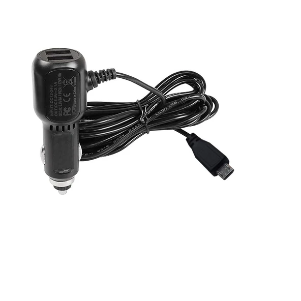 12/24v mikro usb girişli araç navigaston kamera şarj adaptörü + dual usb ürün görseli 1