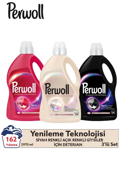 Perwoll Hassas Bakım Sıvı Çamaşır Deterjanı 3x2,97L (162 Yıkama) – Renkli, Siyah ve Açık Renk Çamaşırlar İçin ürün görseli 1