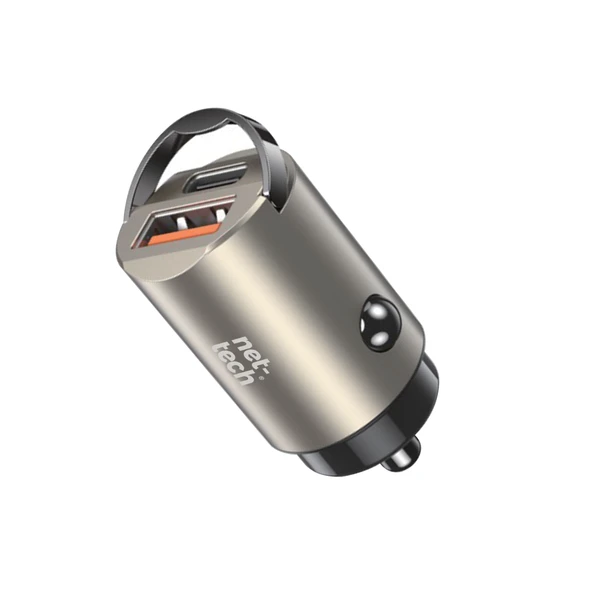 Nettech NT-CCH05 30W PD& QC 3.0 Çift Portlu Metal Araç Şarjı (Space Gray) ürün görseli 1