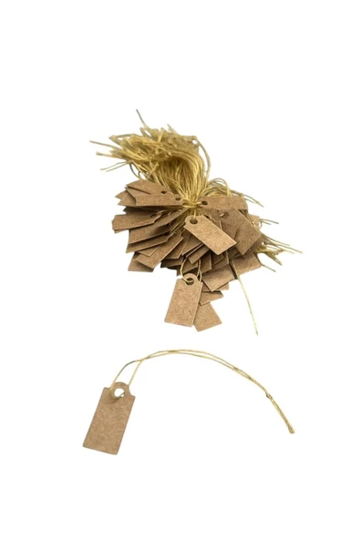 Küçük Boy Kraft Renk 2 /1 cm 80 adet Karton İpli Fiyat Etiketi ürün görseli 1