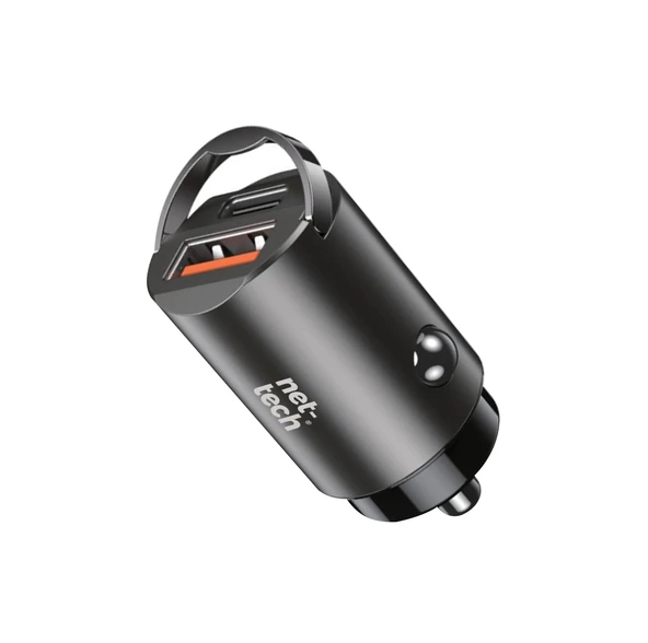 Nettech NT-CCH05 30W PD& QC 3.0 Çift Portlu Metal Araç Şarjı (Siyah) ürün görseli 1