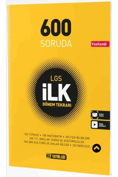 Hız Yayınları 8. Sınıf 600 Soruda Lgs 1. Dönem Tekrarı Yeni 2020 ürün görseli 1