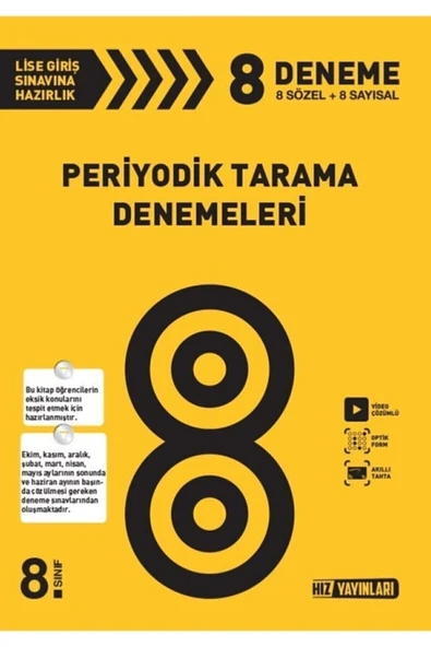 Hız Yayınları 8.sınıf 8'li Periyodik Tarama Denemeleri (8 Sözel + 8 Sayısal) ürün görseli 1