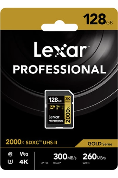 Lexar 128 Gb Sdxc Uhs-ıı 2000x 300mb/s V90 U3 C10 4k ürün görseli 1