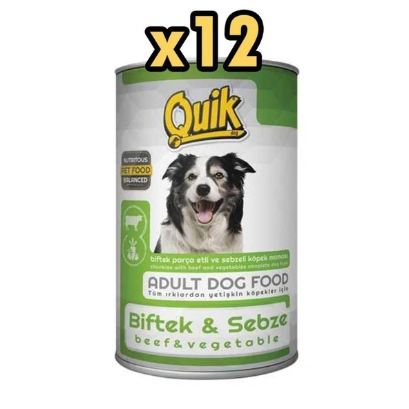 Quik Biftekli ve Sebzeli Köpek Konservesi 415 Gr X 12 Adet ürün görseli 1