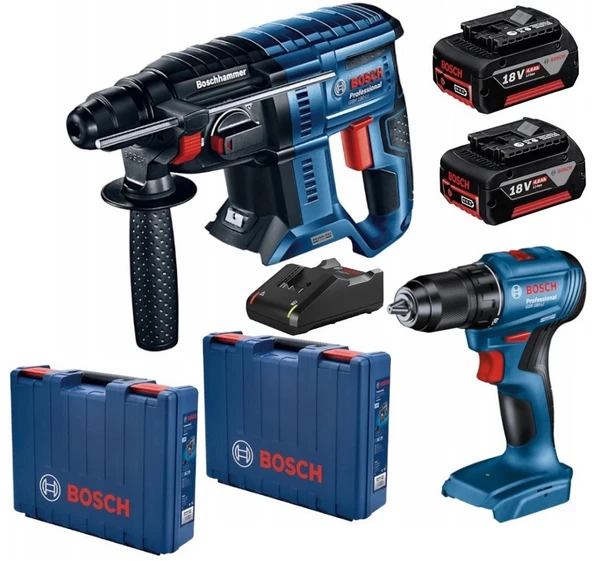 BOSCH 2 Lİ SET GBH 180 LI + GSR 185 LI + 2 x 4 Ah akü + GAL 18V40 + 2 L box çanta ürün görseli 1