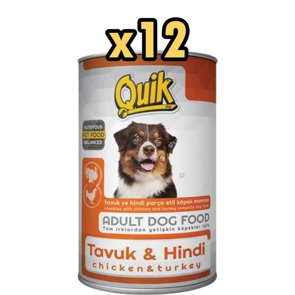 Quik Tavuklu Hindili Köpek Konserve 415 Gr X 12 Adet ürün görseli 1